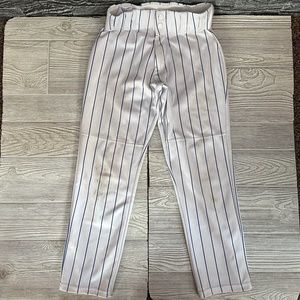 Allison Athletic Boys Baseball Pants White with Blue Pin Stripes Size Medium